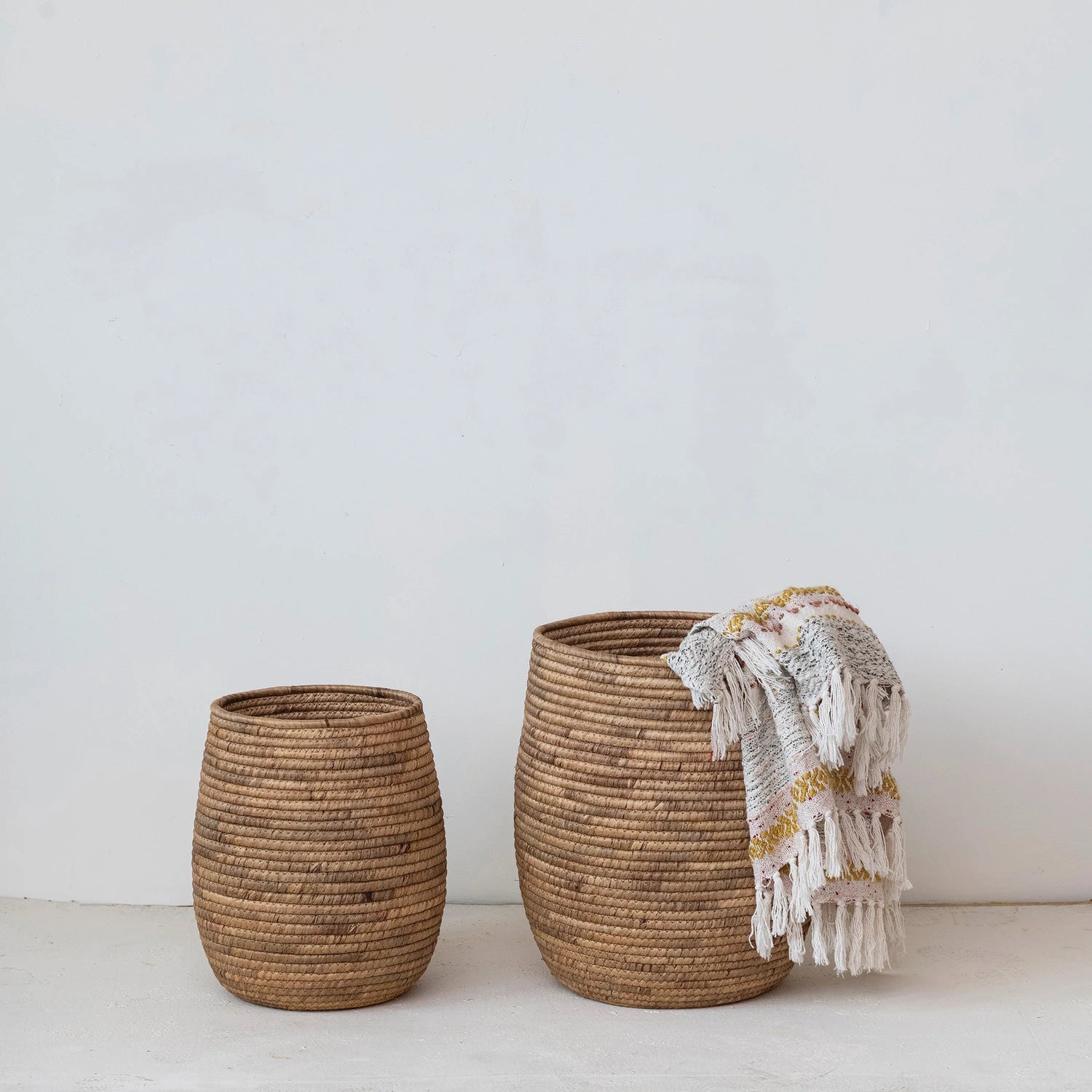 Hand Woven Water Hyacinth Baskets, The Feathered Farmhouse