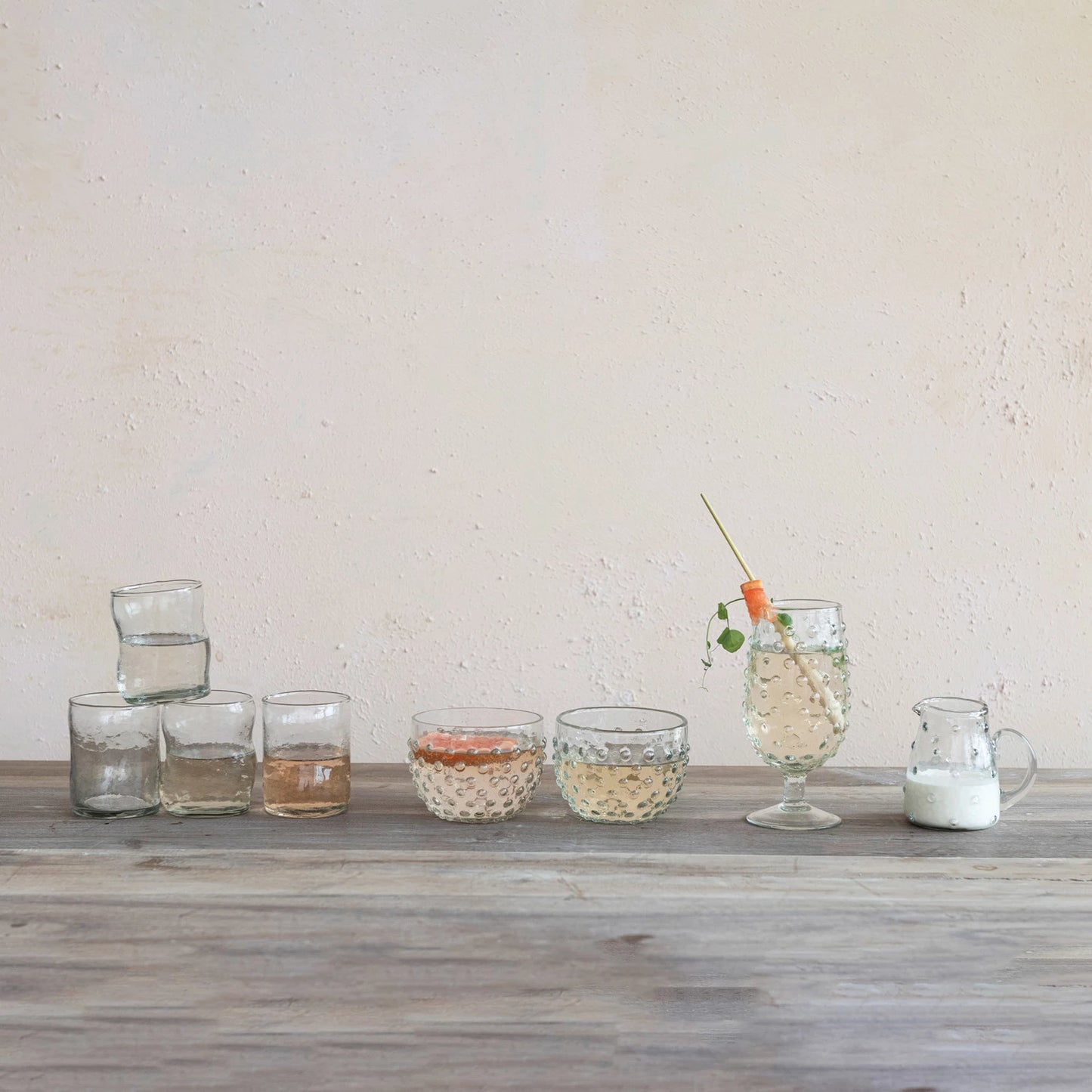 Recycled Glass Hobnail Pitcher, The Feathered Farmhouse