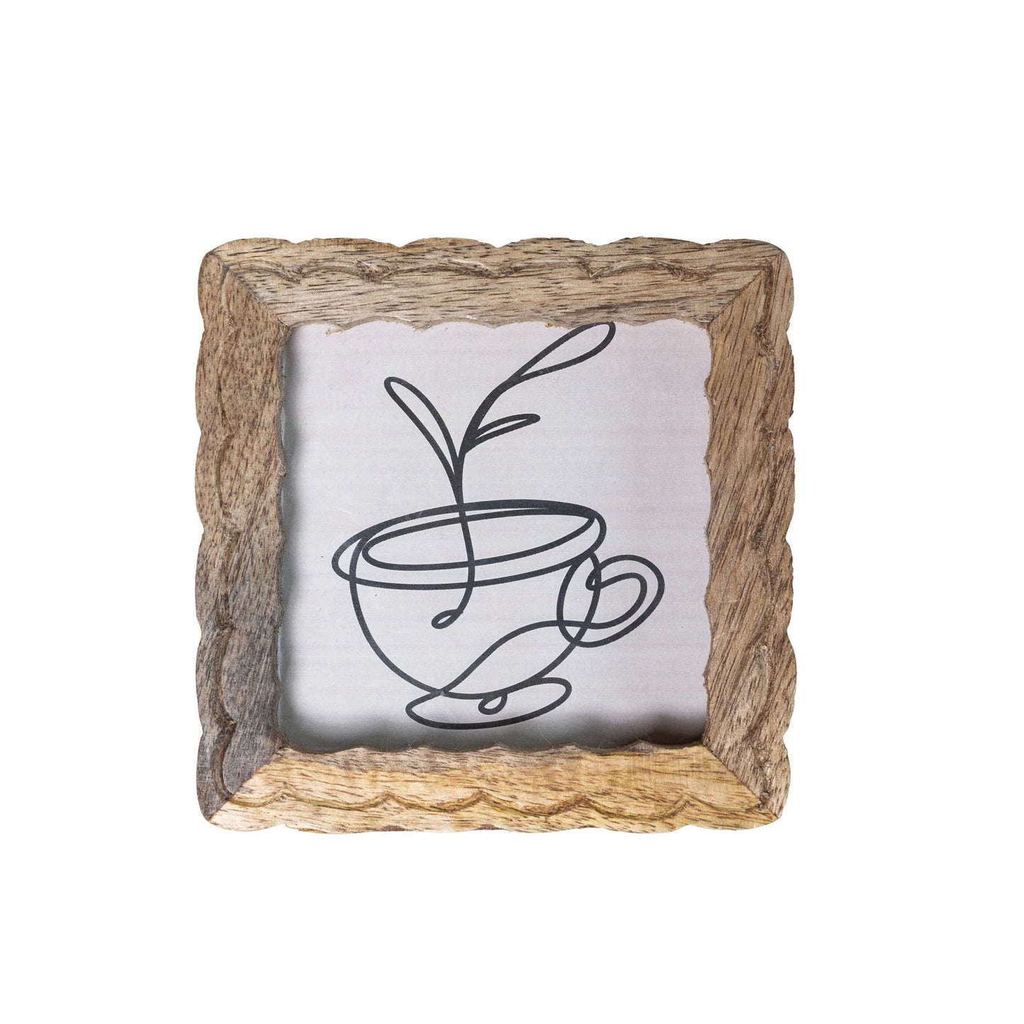 Hand-carved Square Mango Wood Photo Frame, The Feathered Farmhouse