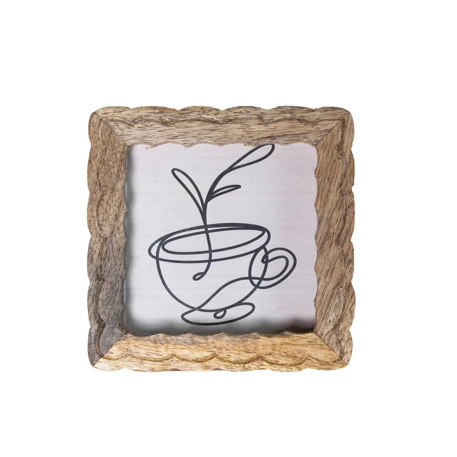 Hand-carved Square Mango Wood Photo Frame, The Feathered Farmhouse