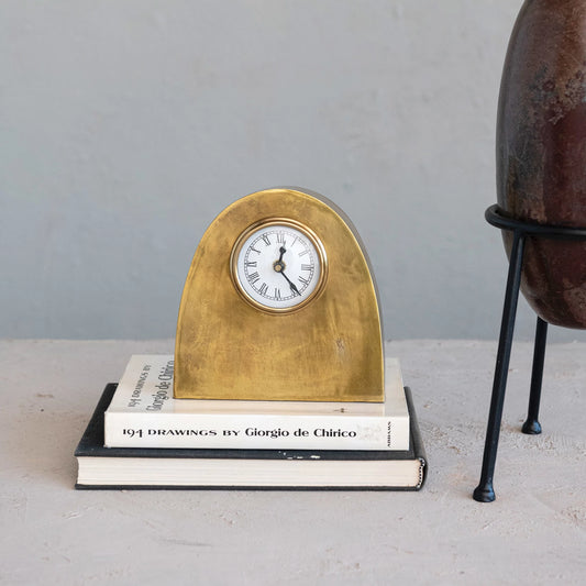 Arched Metal Mentel Clock, Feathered Farmhouse