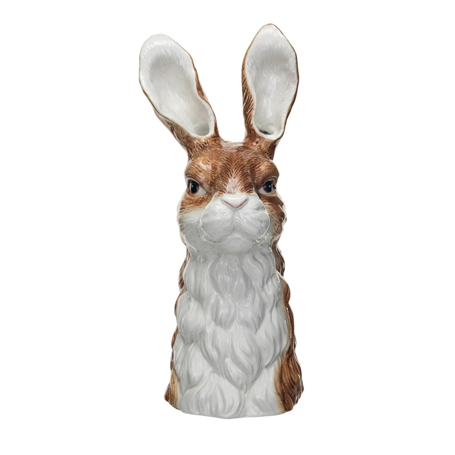 Stoneware Rabbit Vase, Feathered Farmhouse
