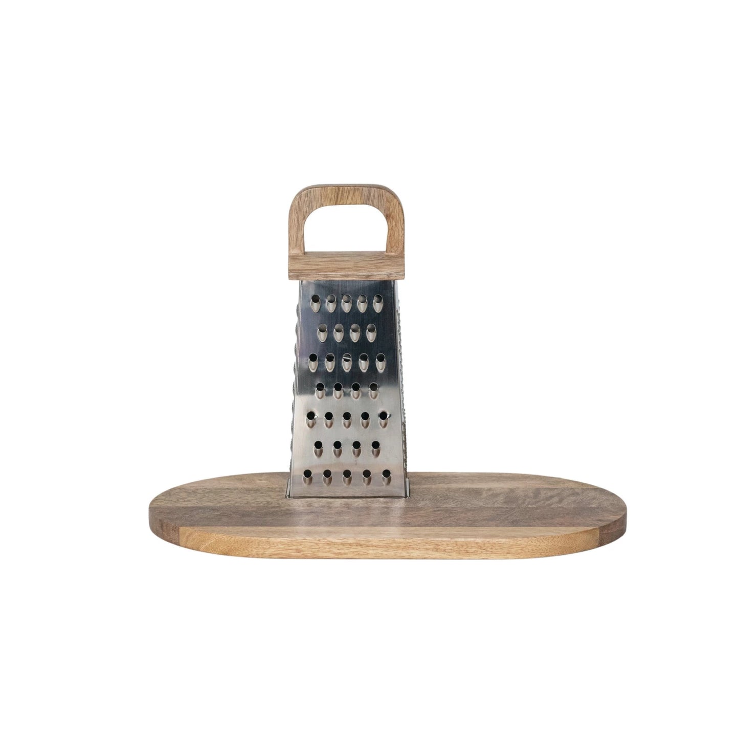 Stainless Steel Grater with Mango Wood Board, Feathered Farmhouse