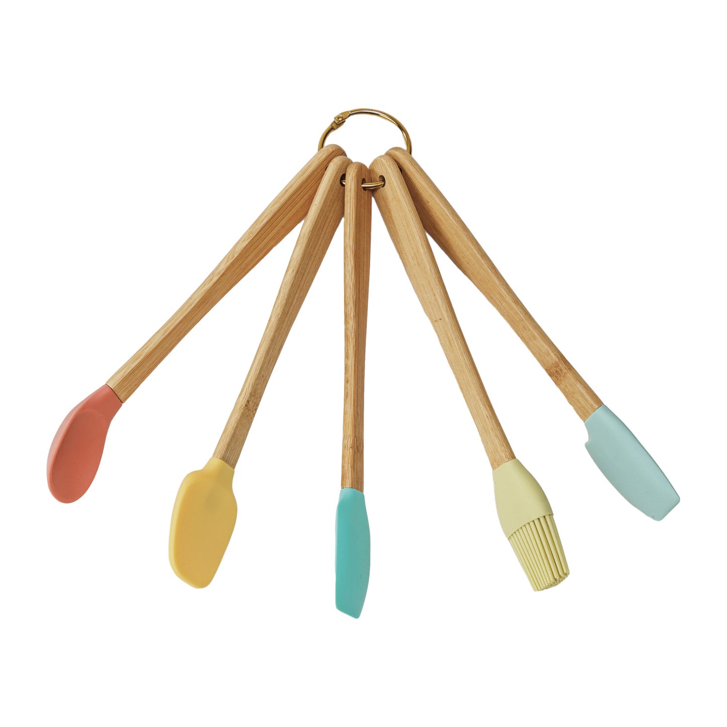 Silicone & Beech Wood Mini Kitchen Utensils Brights, Feathered Farmhouse