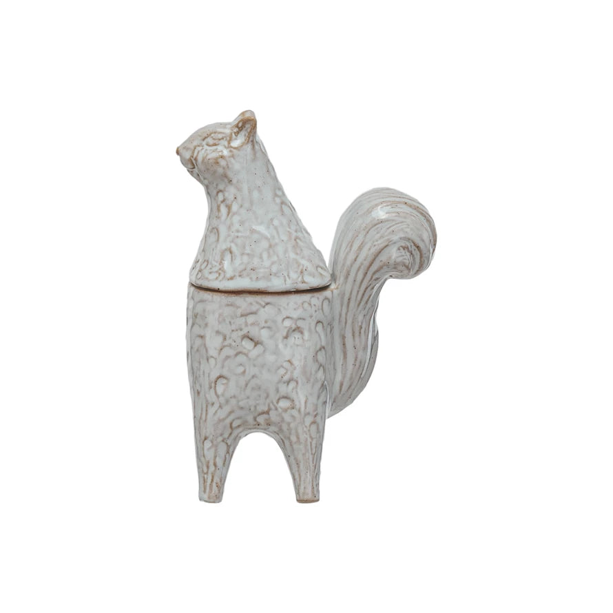 Stoneware Squirrel Jar, Feathered Farmhouse