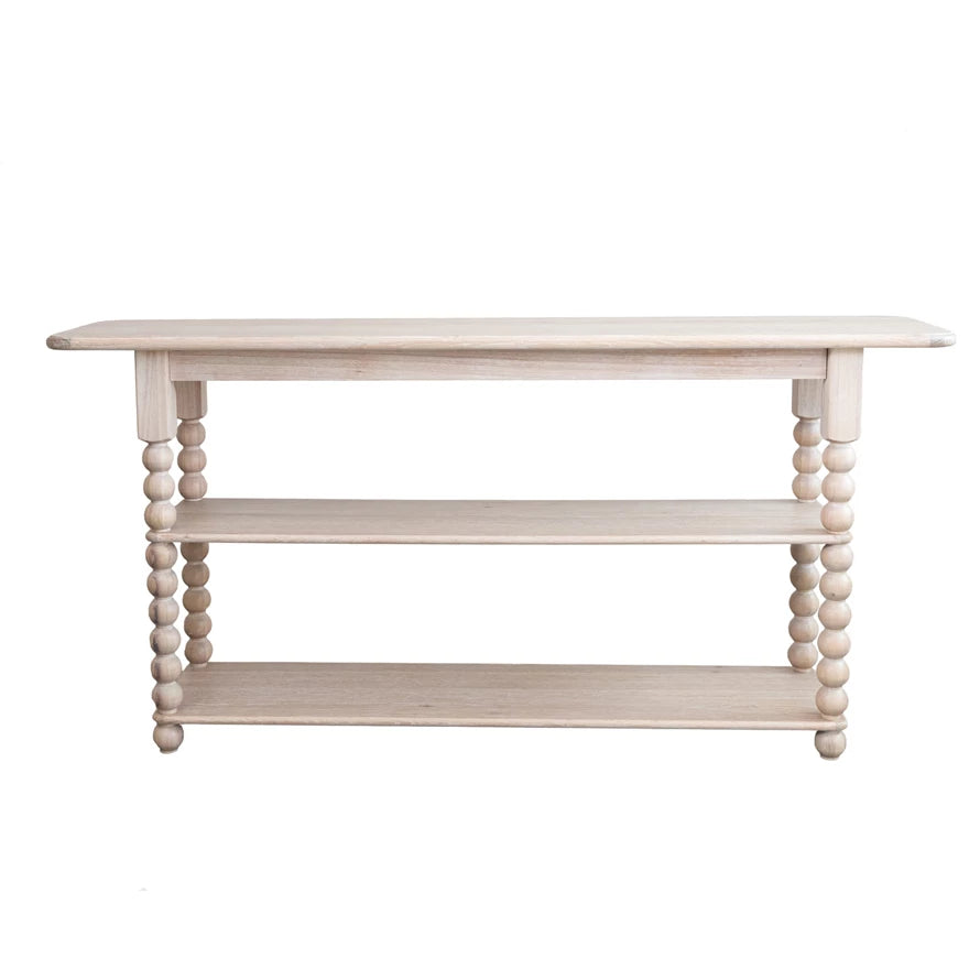 Console Table with Turned Legs, Feathered Farmhouse