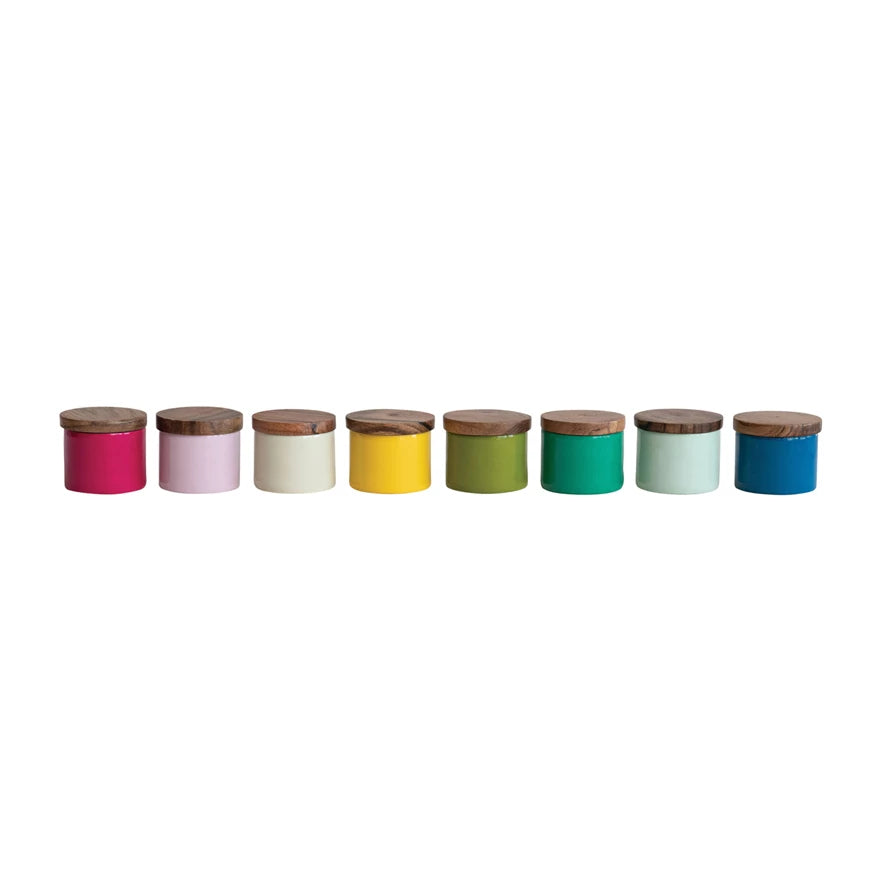Stainless Steel Mini Pinch Pot with Acacia Wood Lid, Feathered Farmhouse