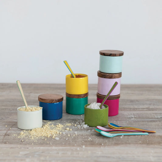 Stainless Steel Mini Pinch Pot with Acacia Wood Lid, Feathered Farmhouse