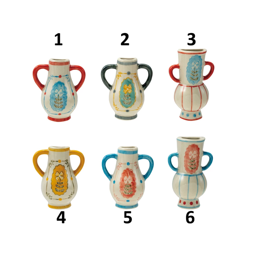 Stoneware Mini Vase with Magnet, Feathered Farmhouse