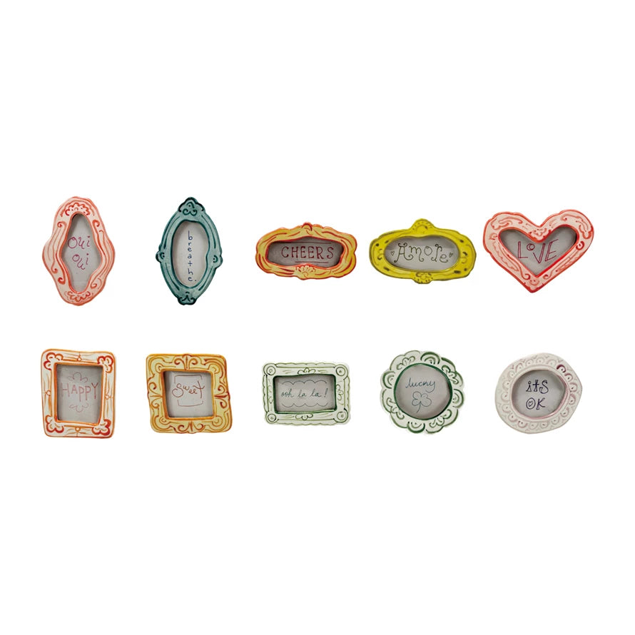 Stoneware Mini Photo Frame with Magnet, Feathered Farmhouse