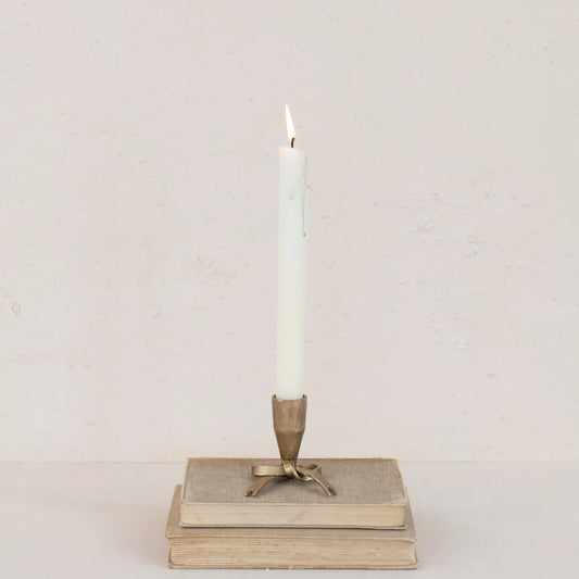 Hand-Forged Iron Bow Shaped Taper Holder, Feathered Farmhouse