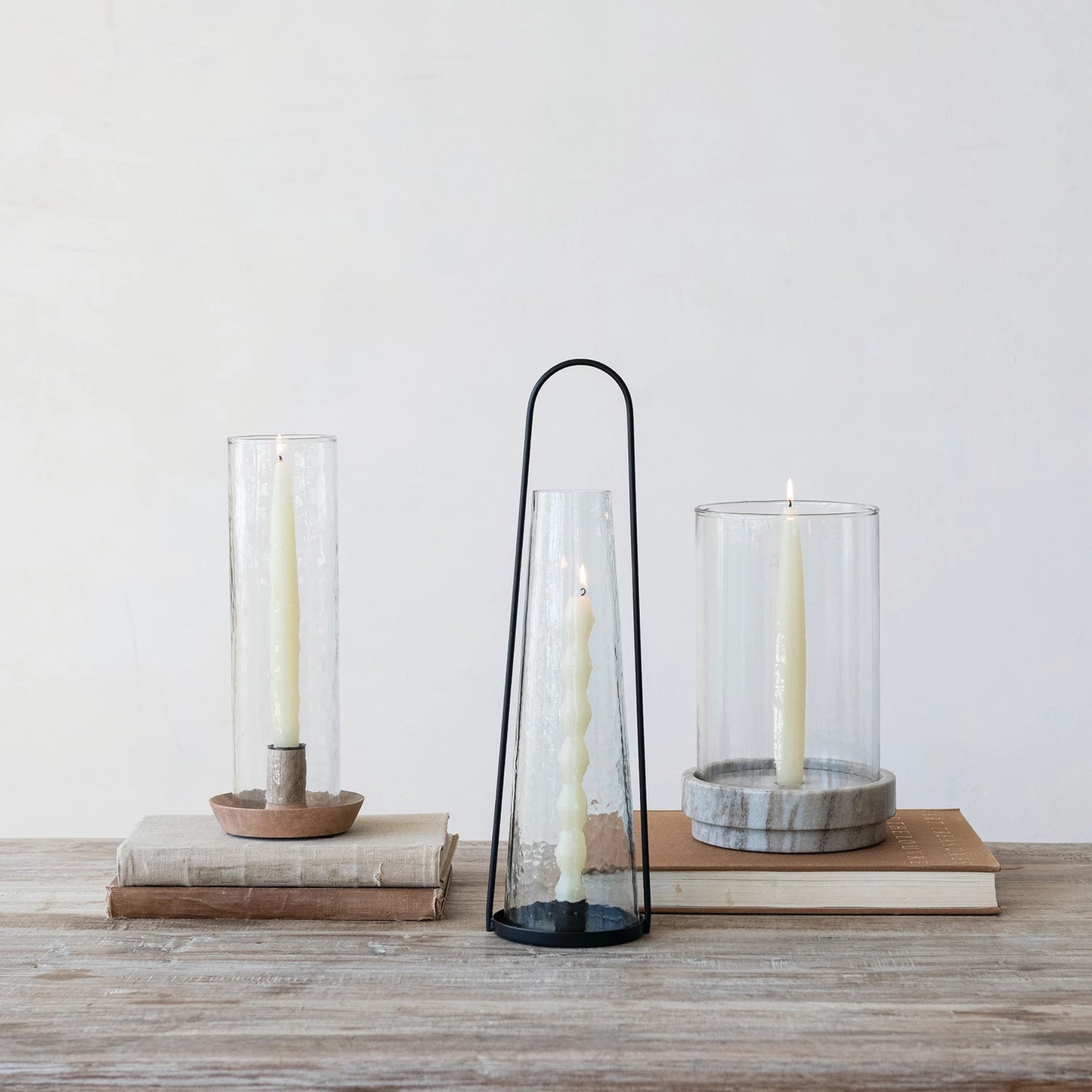 Metal Lantern Taper Holder, Feathered Farmhouse