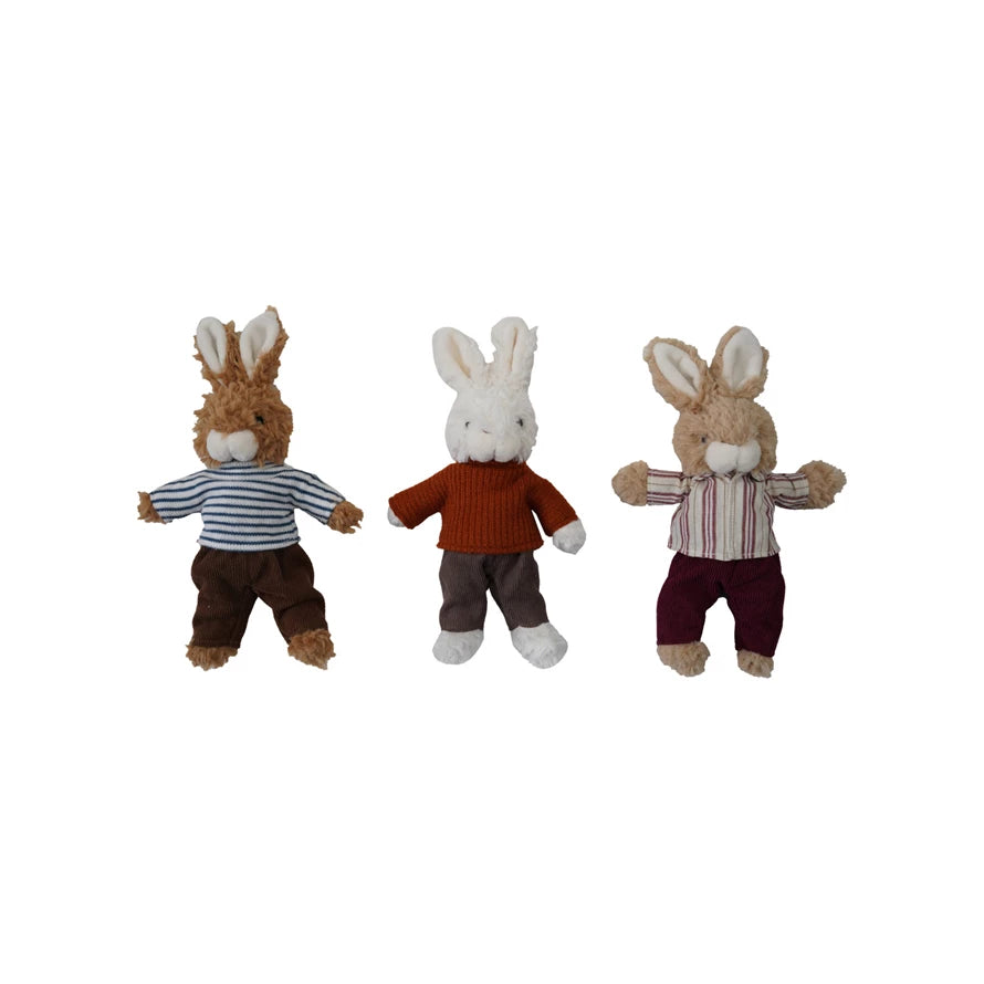 Plush Bunny in Clothes, Feathered Farmhouse