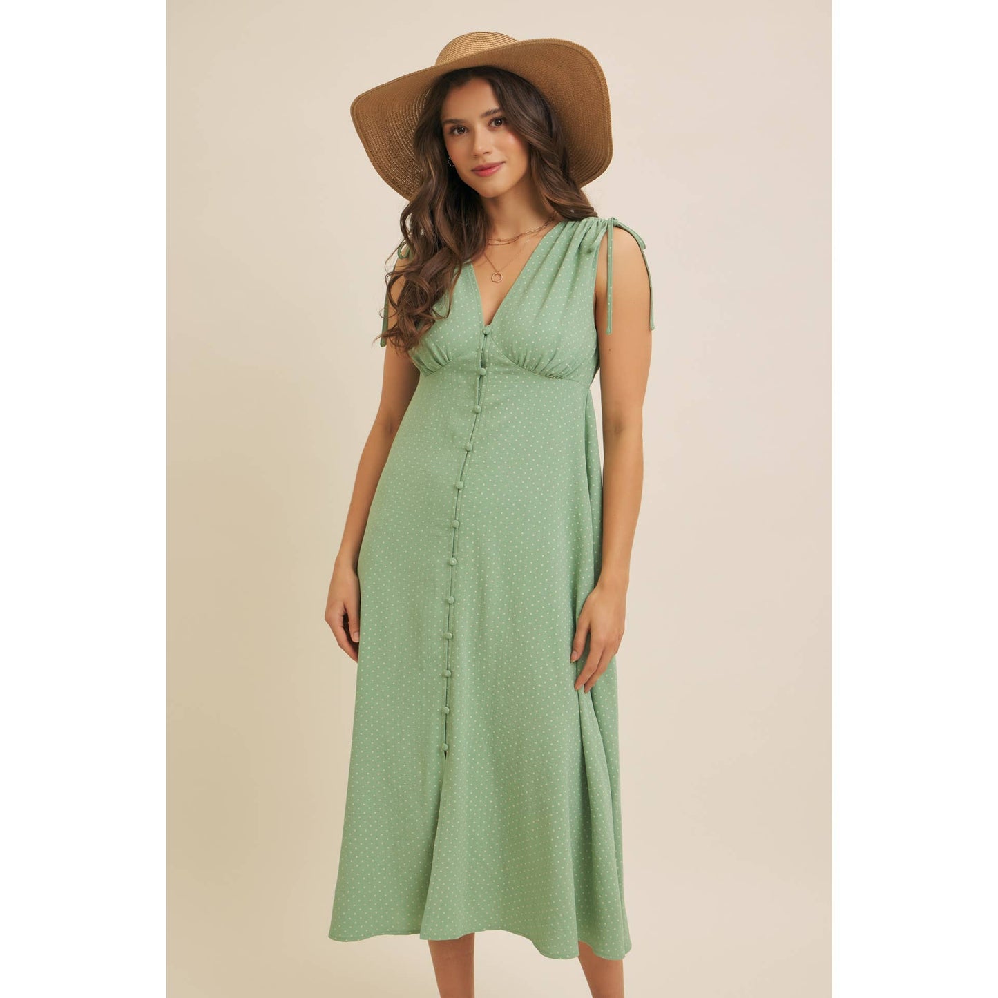 Polka Dot Midi Dress, Feathered Farmhouse