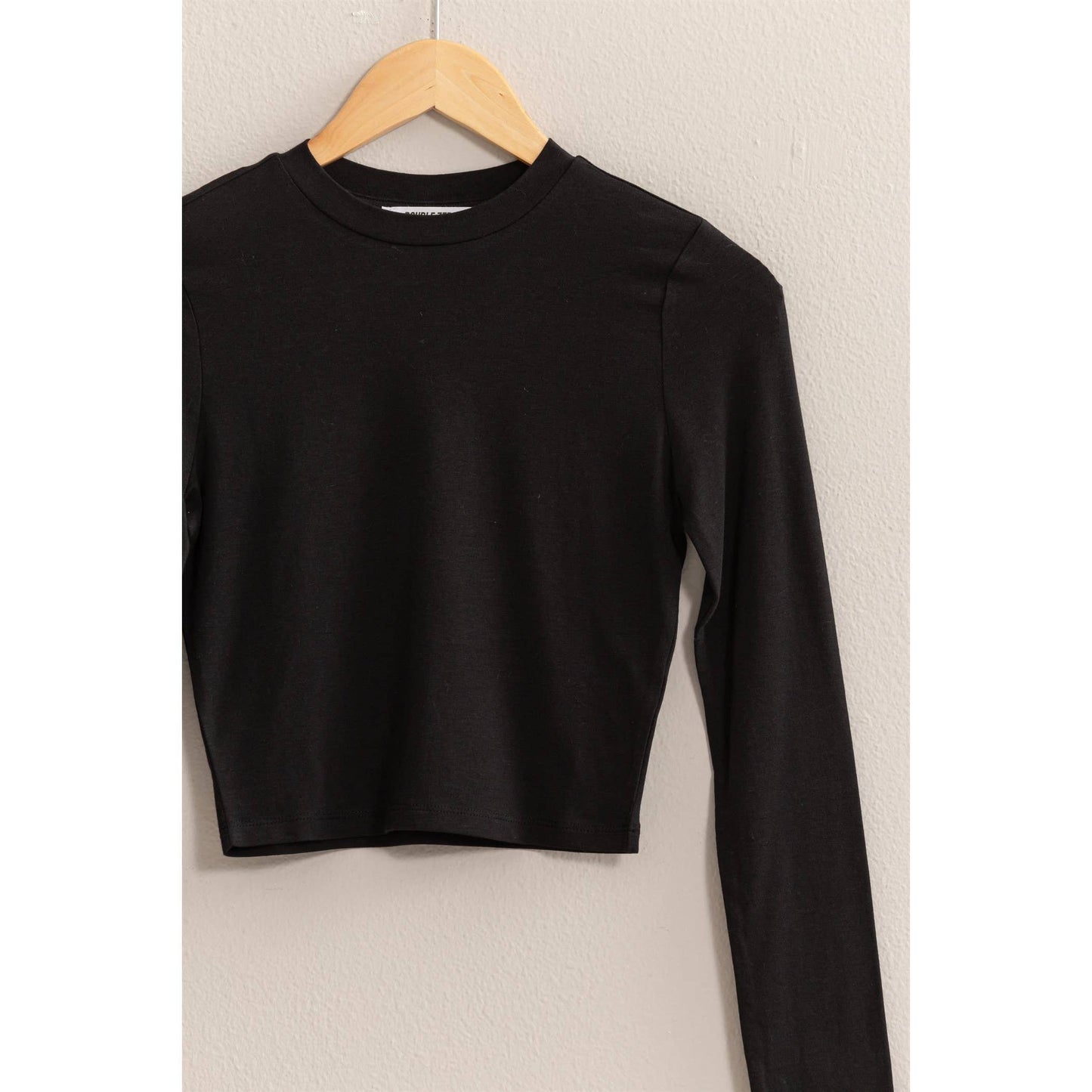 Black Cropped Long Sleeve Tee, Feathered Farmhouse
