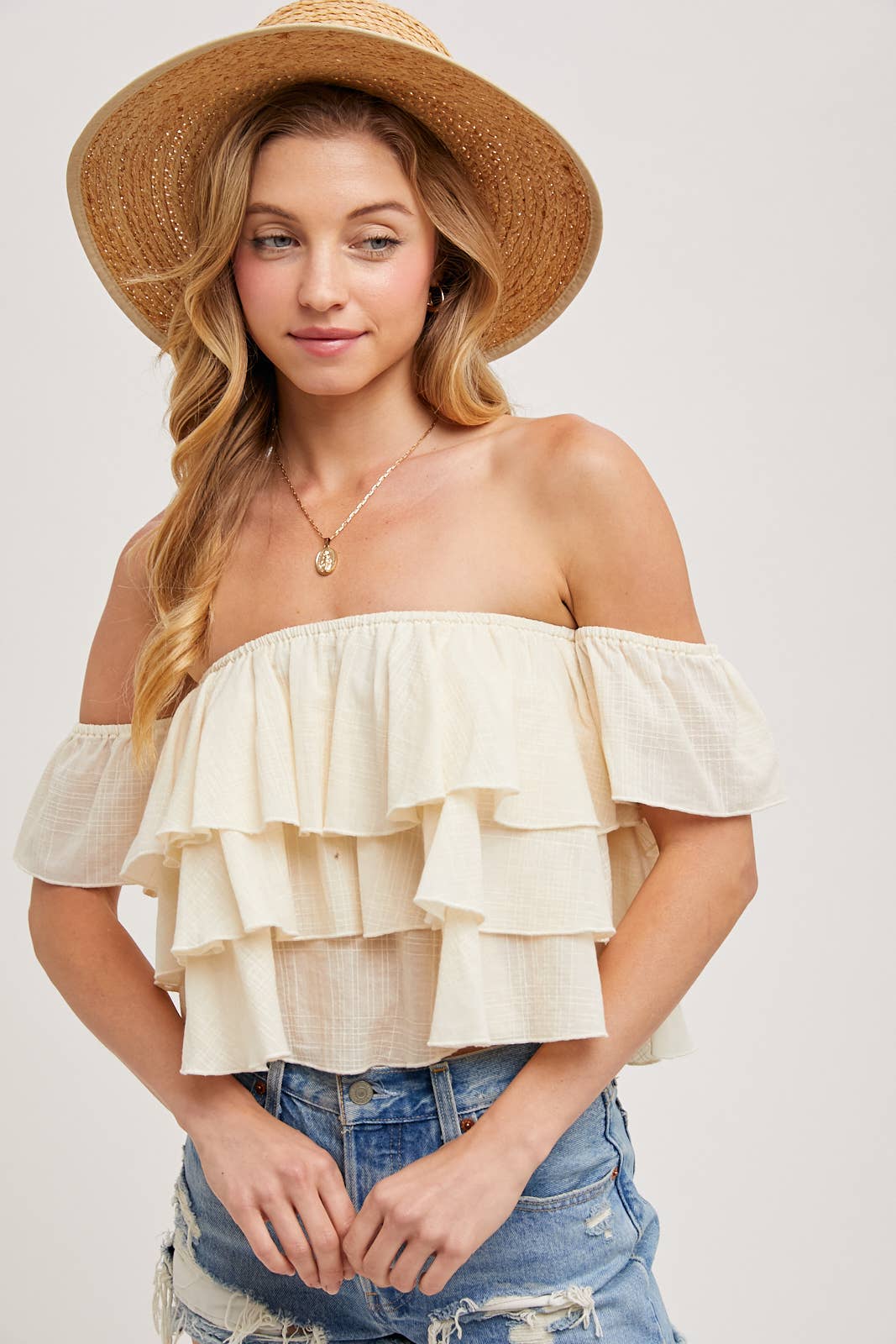 Tiered Crop Top, Feathered Farmhouse