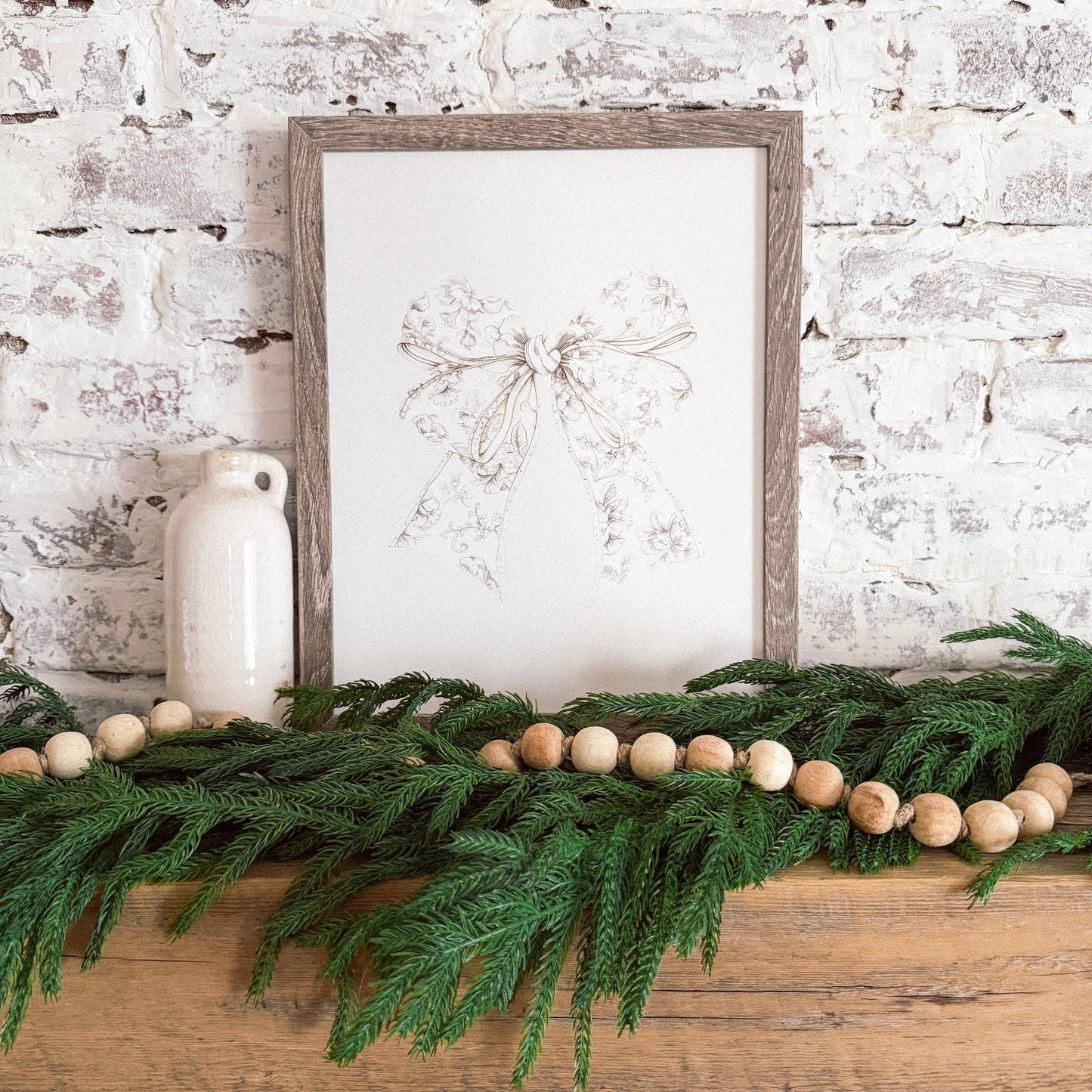 Vintage Neutral Bow Wood Sign, Feathered Farmhouse