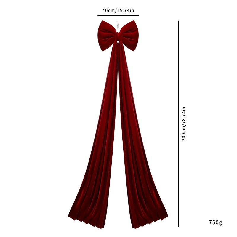 Extra Large Burgundy Christmas Tree Topper Bow, Feathered Farmhouse