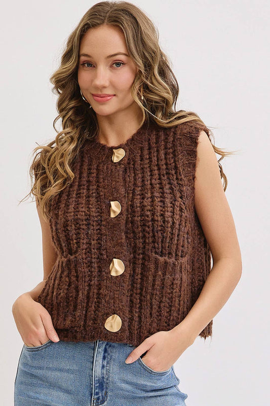 Chunk Knit Sweater Vest, Feathered Farmhouse