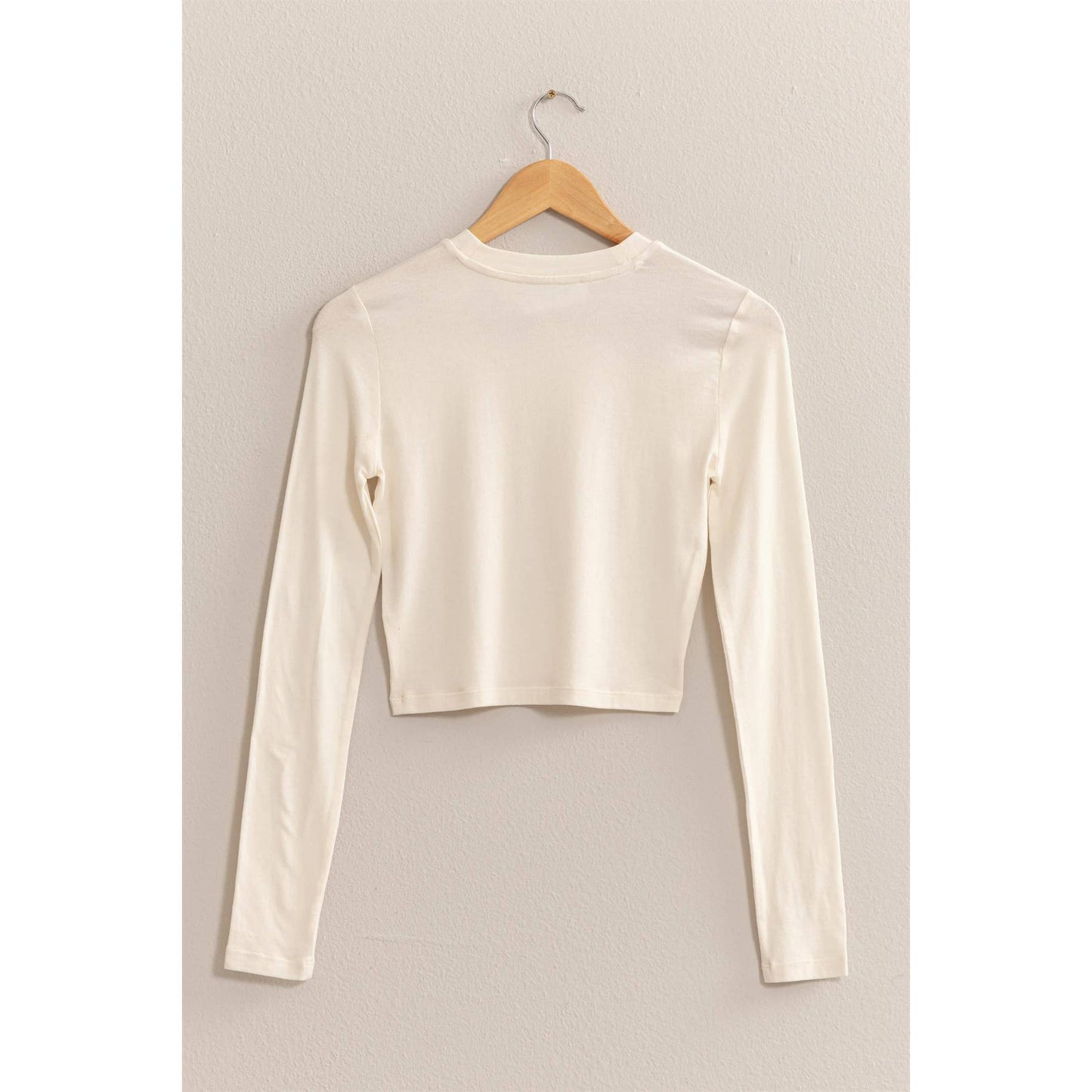 Cream Cropped Long Sleeve Tee, Feathered Farmhouse