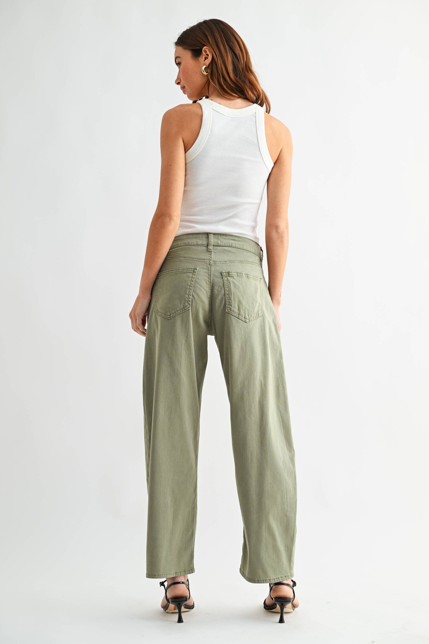 Olive Stretch Twill Comfort Barrel, Feathered Farmhouse