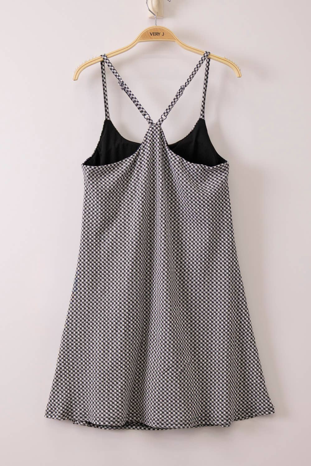 Black Textured Checkered Knit Activewear Tennis Dress, Feathered Farmhouse