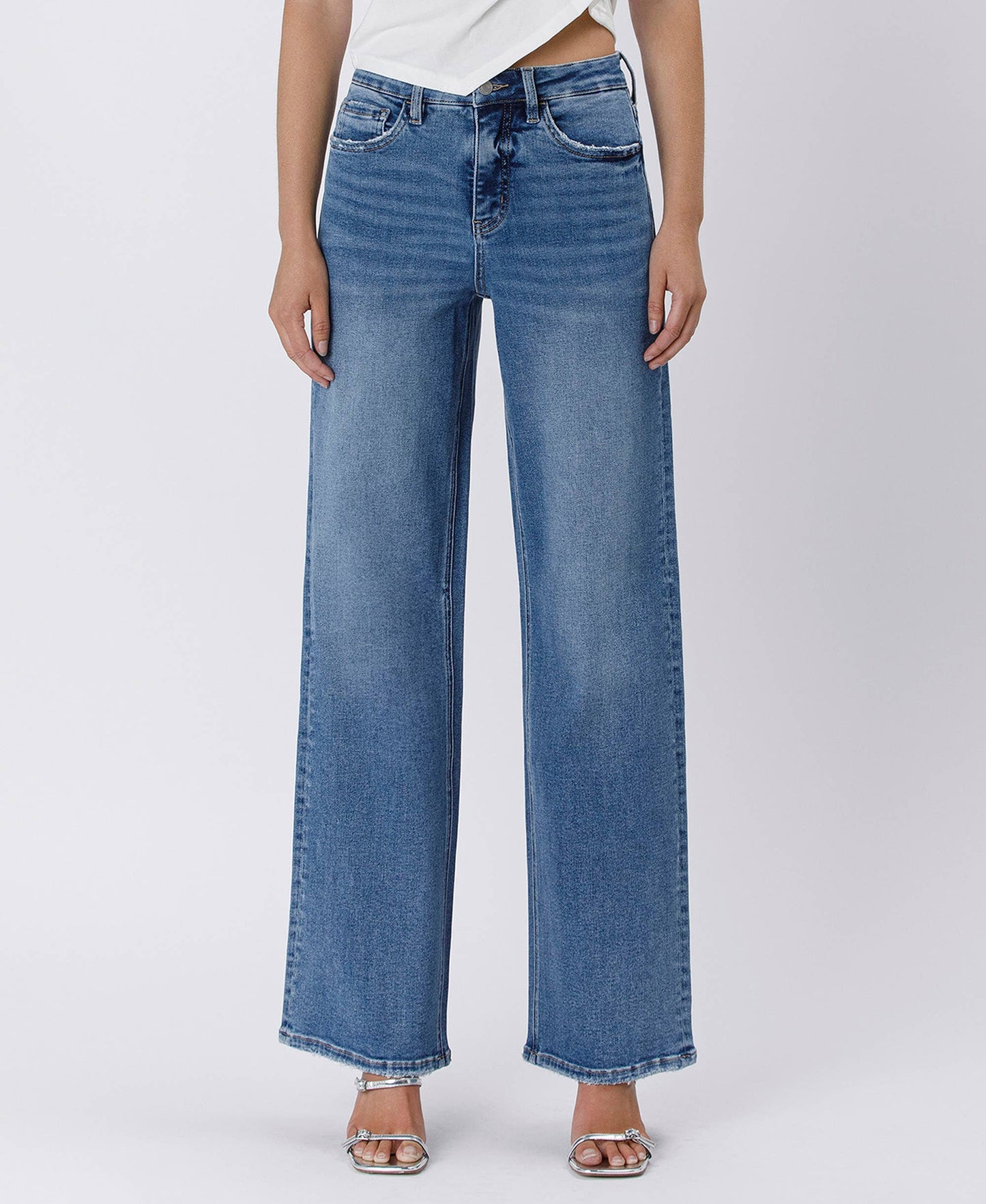 Tummy Control Super High Rise Baggy Jeans, Feathered Farmhouse