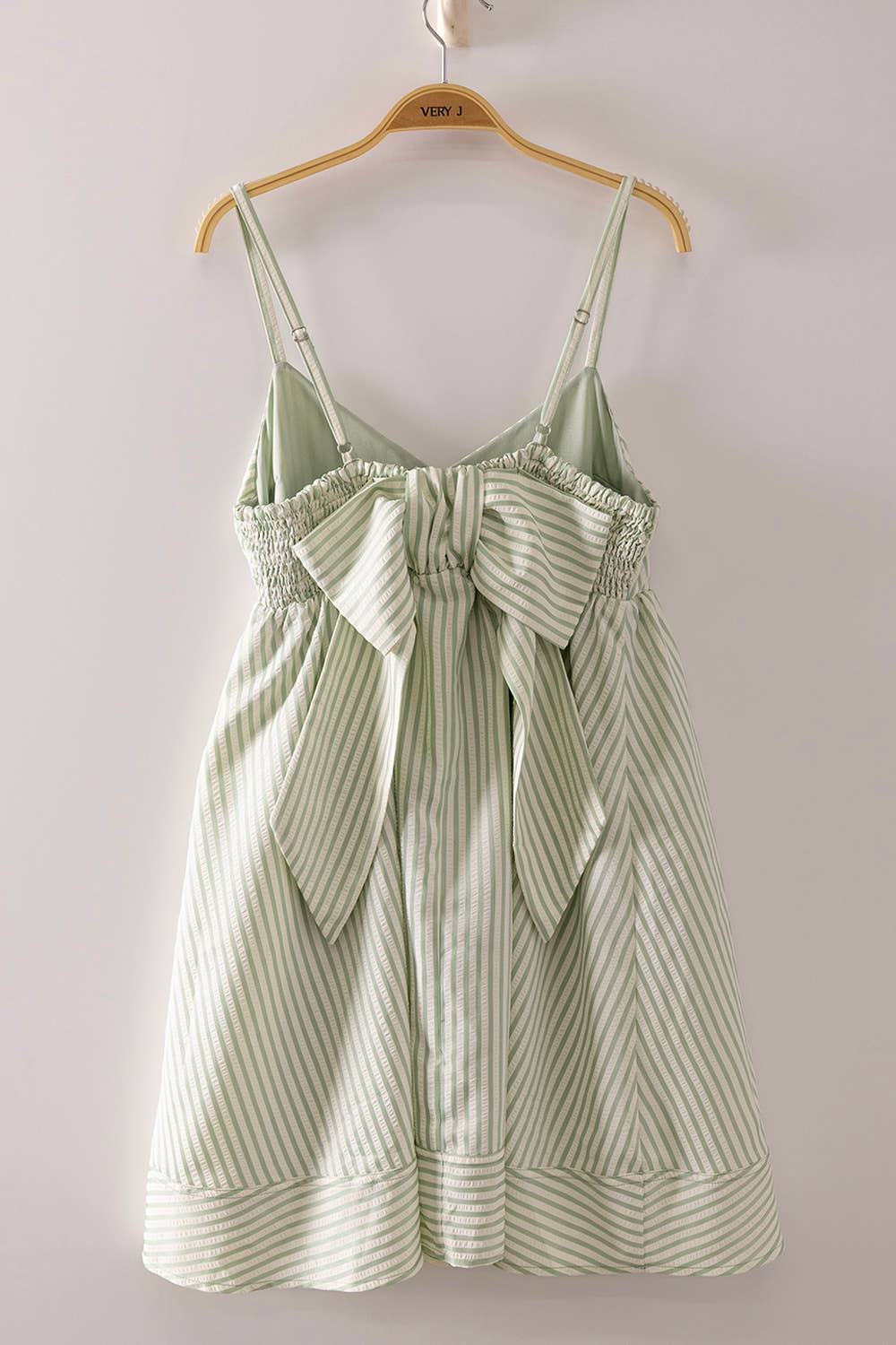 Sage Stripe Bow Babydoll Sundress, Feathered Farmhouse