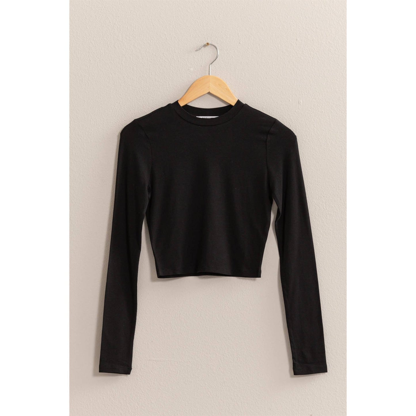 Black Cropped Long Sleeve Tee, Feathered Farmhouse