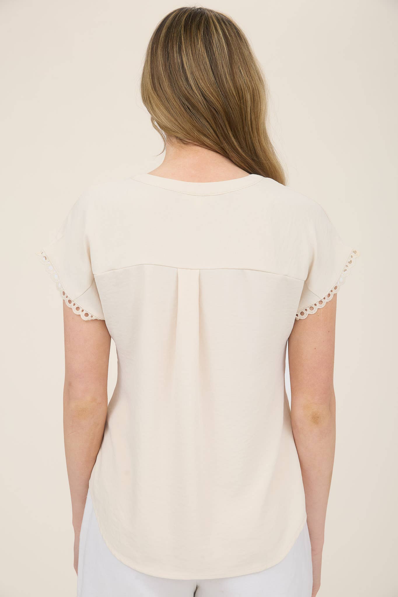 Lace Trim Henley Top, Feathered Farmhouse