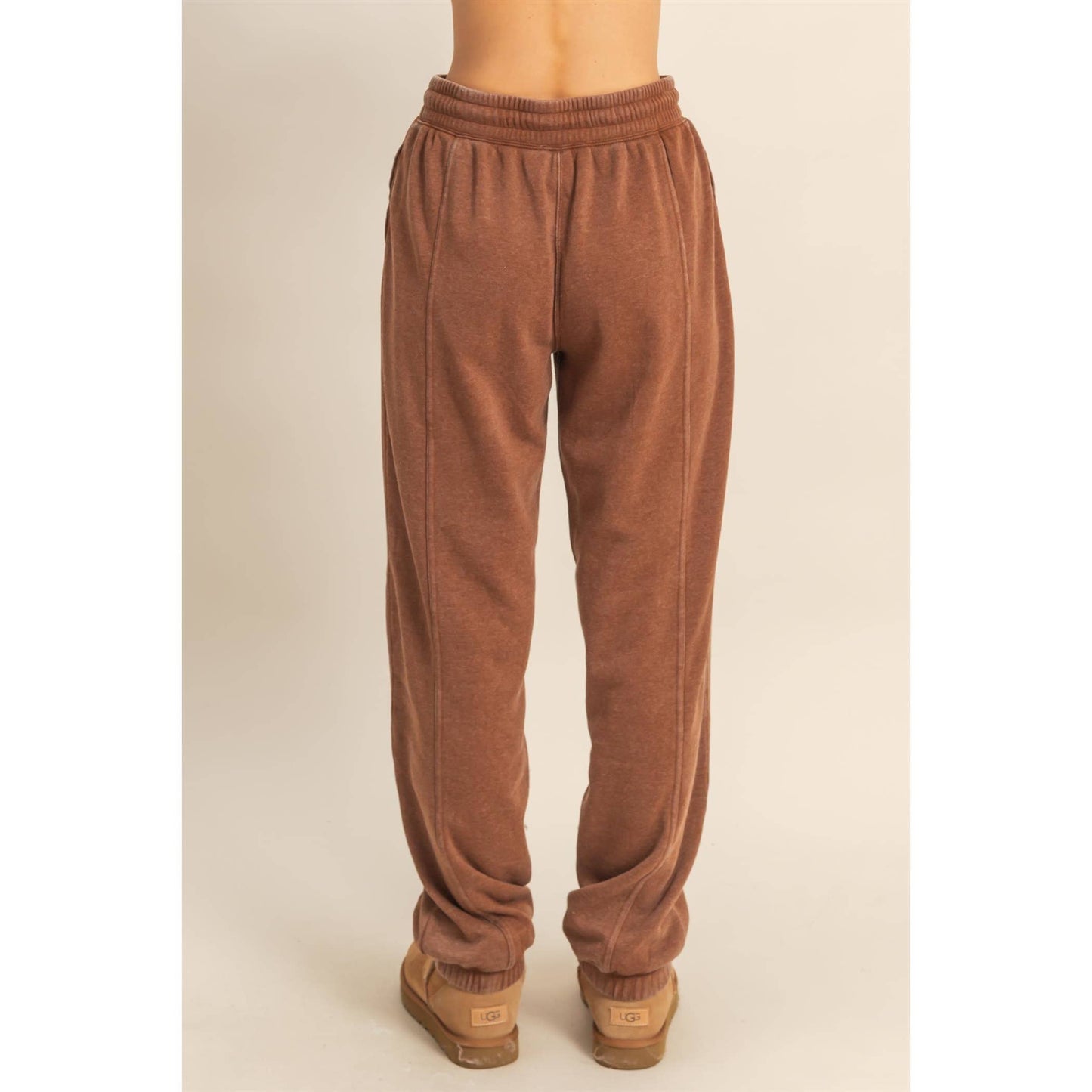 Chestnut Drawstring Waist Ultra Comfy Sweatpants, Feathered Farmhouse
