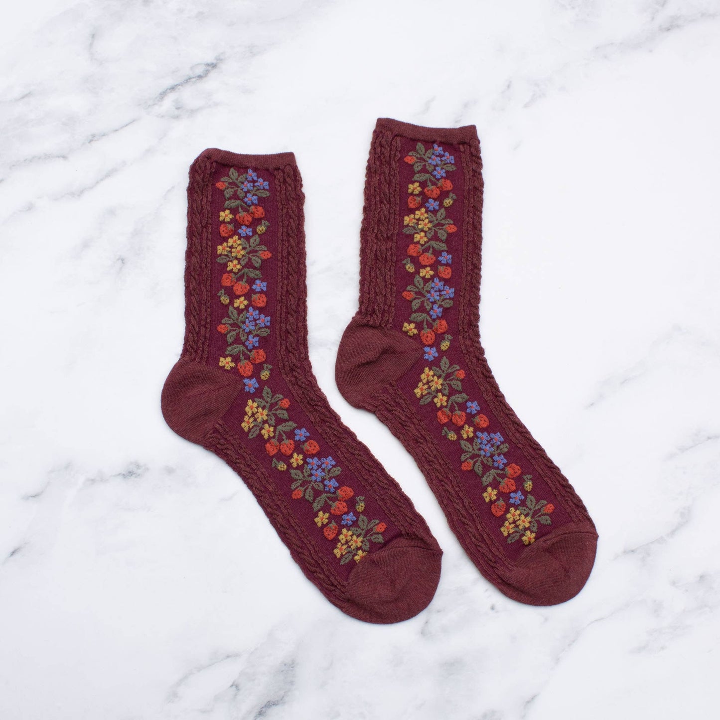Vintage Strawberry Socks, Feathered Farmhouse
