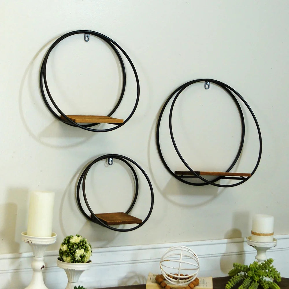 Round Metal + Wood Shelves, The Feathered Farmhouse