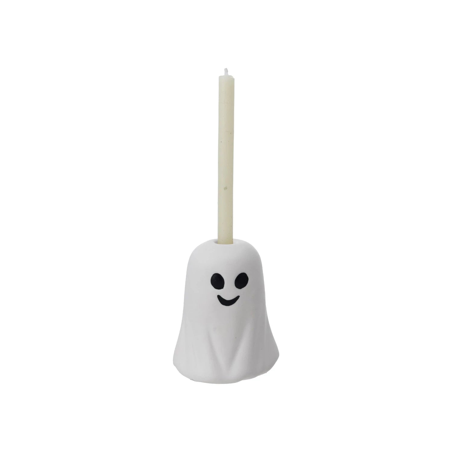 Stoneware Ghost Shaped Taper Holder, Feathered Farmhouse