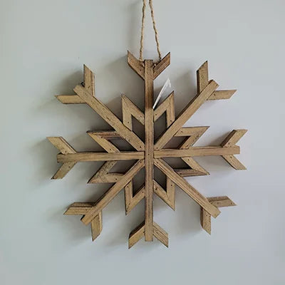 Wood Snowflake Ornament, Feathered Farmhouse