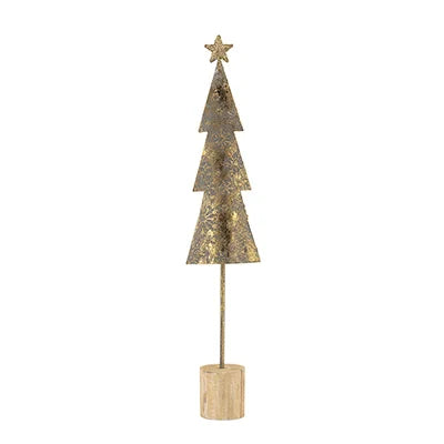 Glitzy Gold Tree with Star, Feathered Farmhouse