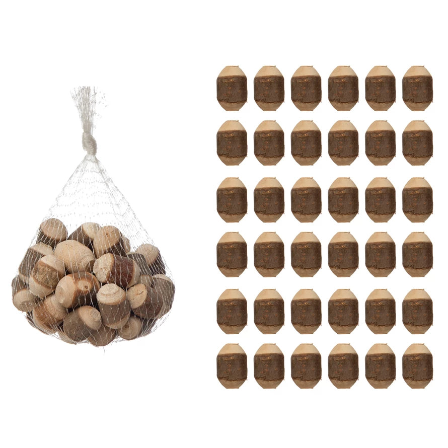 Wood Pieces in Net Bag