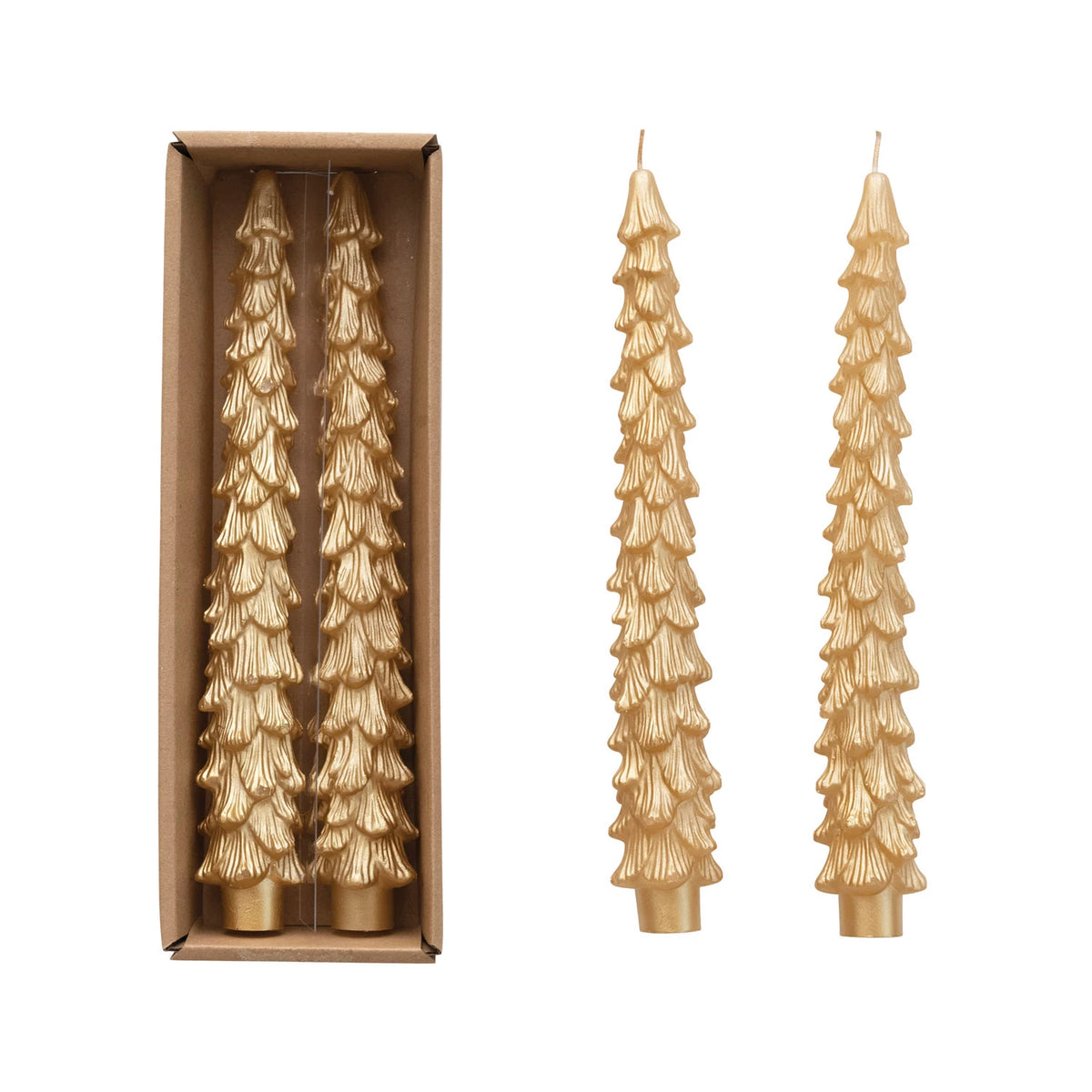 Gold Tree Taper Candle, Feathered Farmhouse