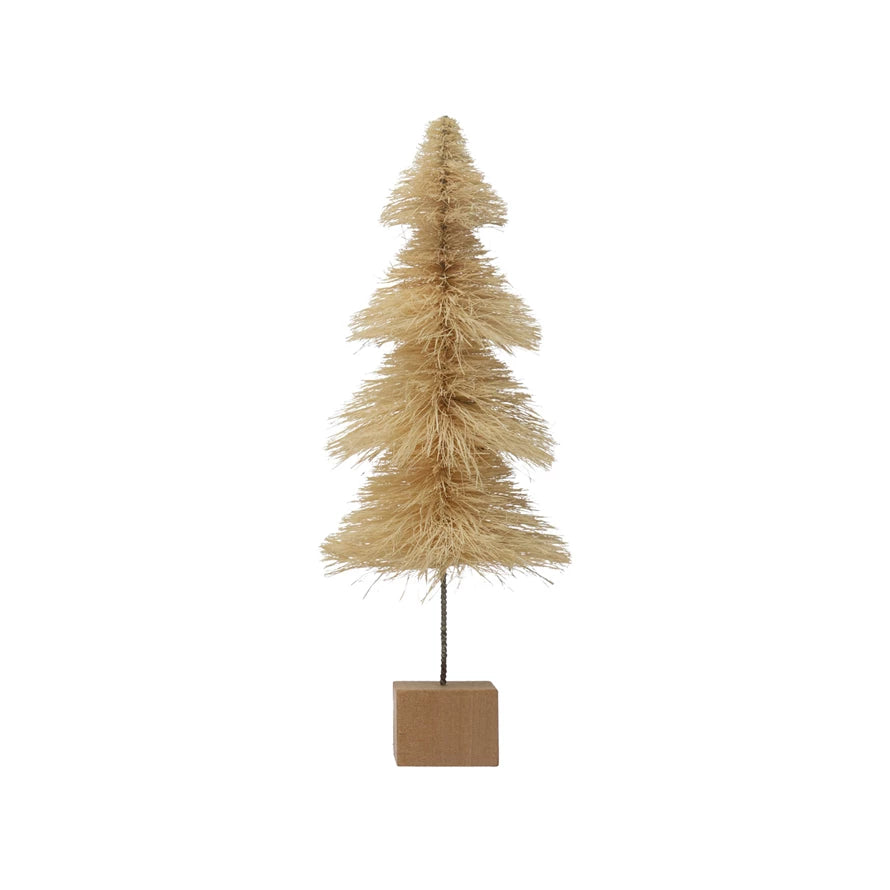 Cream Sisal Bottle Brush Tree, Feathered Farmhouse