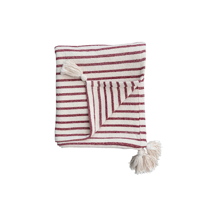Red + White Striped Throw, The Feathered Farmhouse