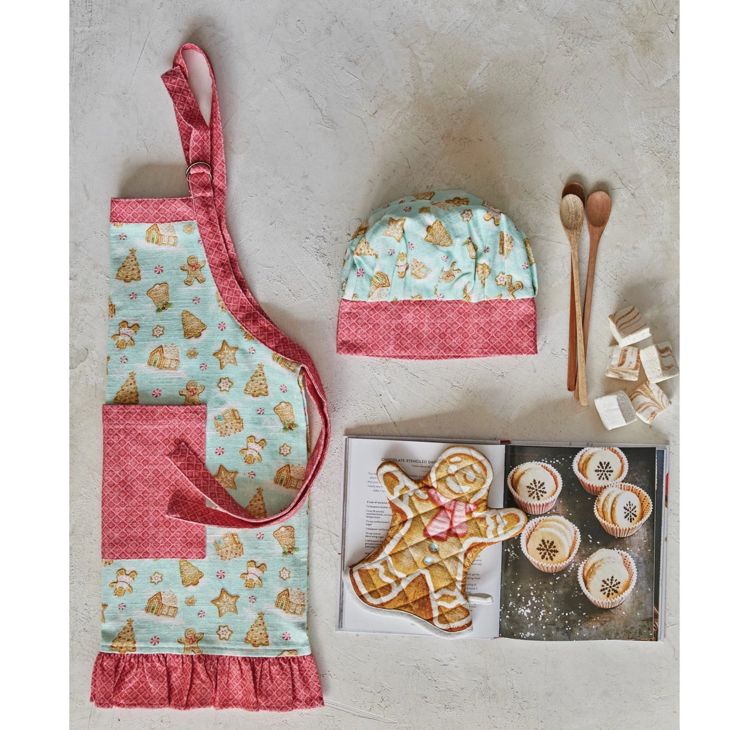 Gingerbread Child Apron Set, The Feathered Farmhouse