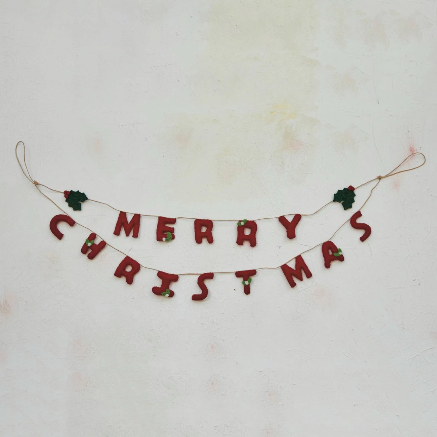 Merry Christmas Wool Garland, The Feathered Farmhouse