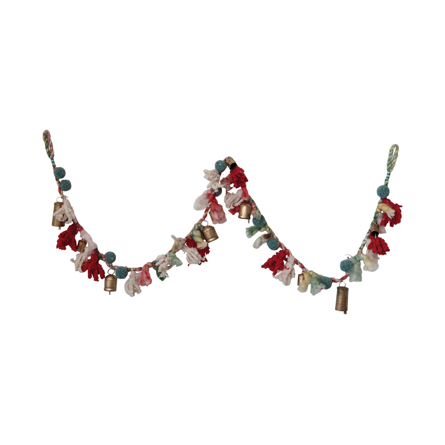 Pom Pom + Metal Bell Garland, Feathered Farmhouse