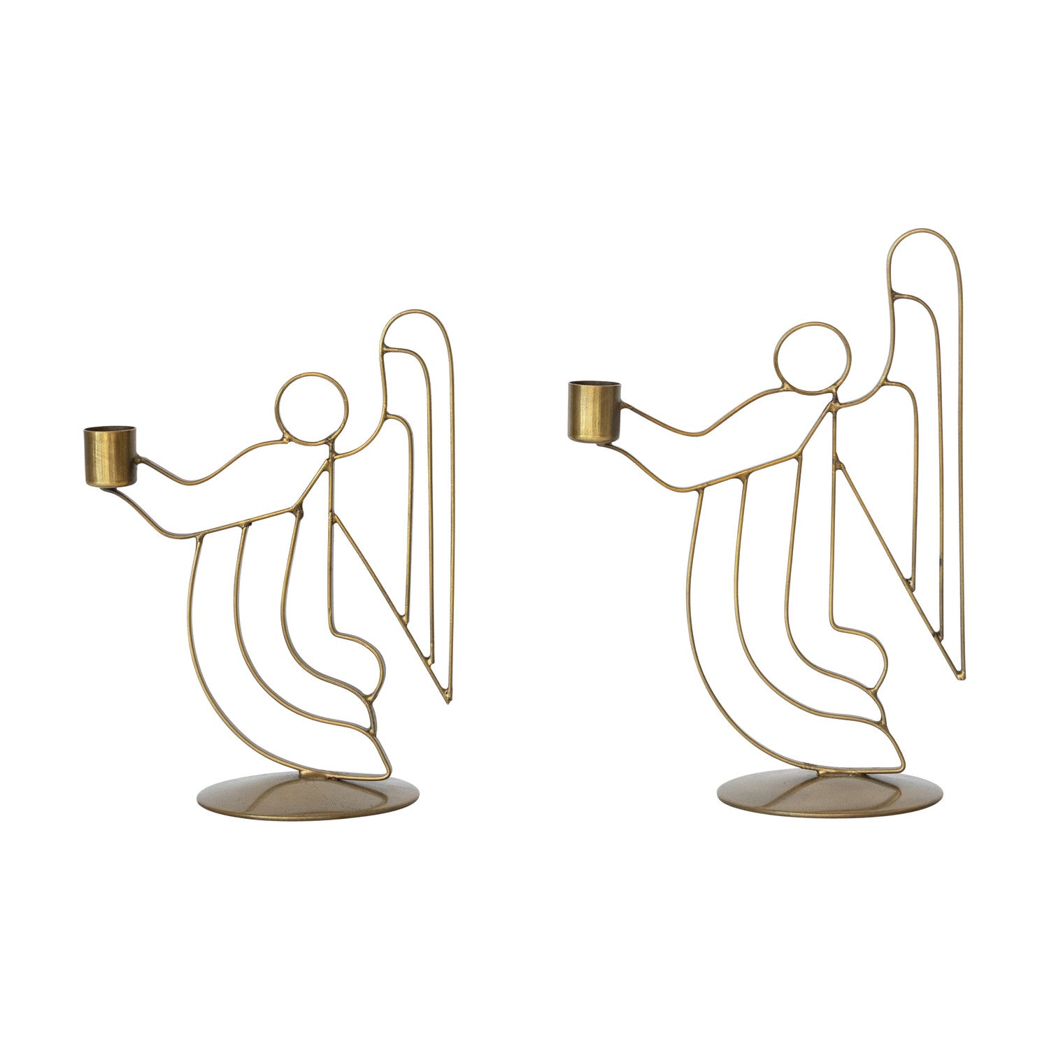 Metal Angel Taper Holders, Feathered Farmhouse