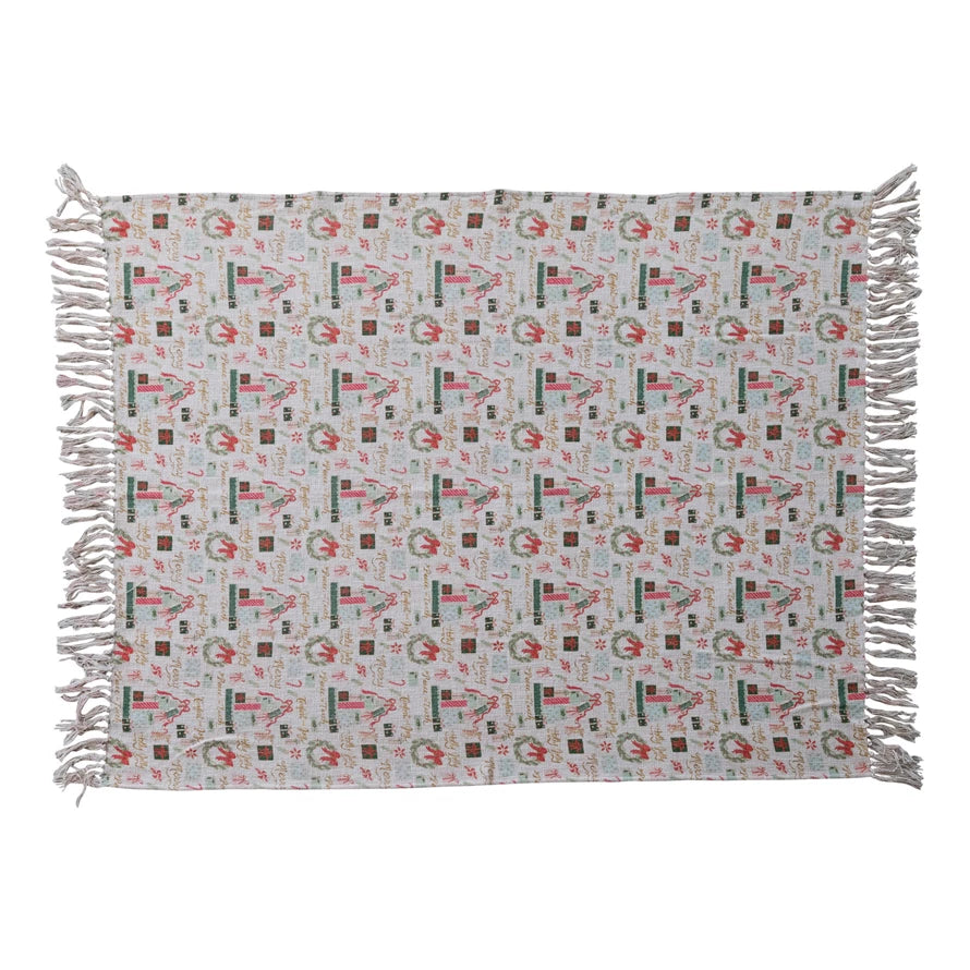 Holiday Pattern Printed Throw, Feathered Farmhouse
