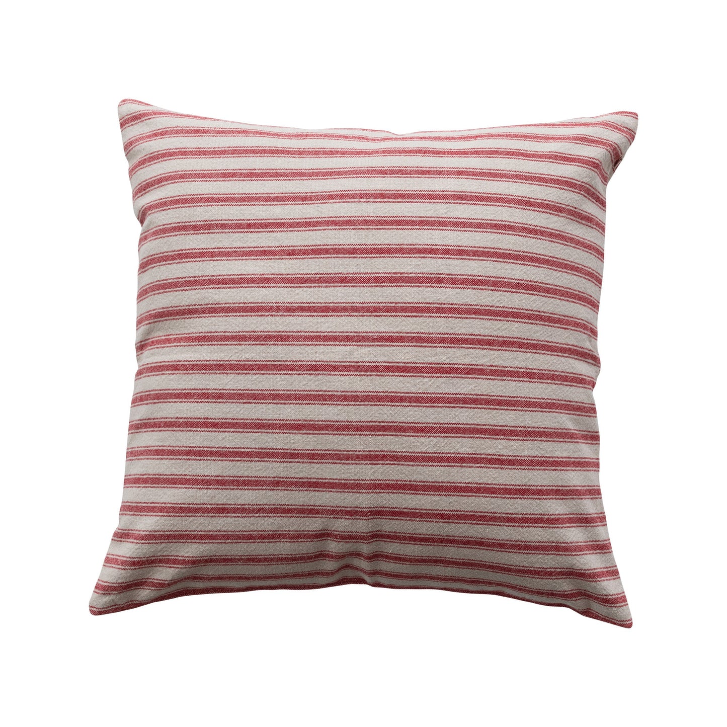 20" Square Woven Cotton Striped Pillow, Feathered Farmhouse