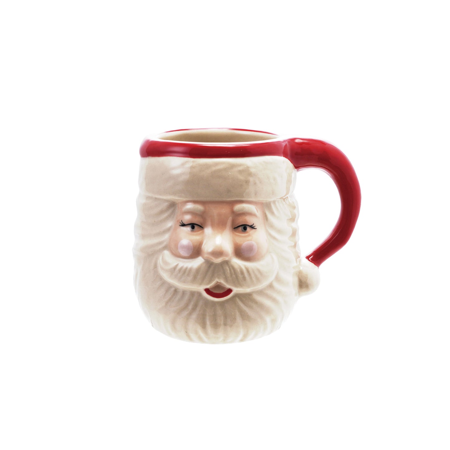 Hand-Painted Stoneware Santa Head Shaped Mug, Feathered Farmhouse