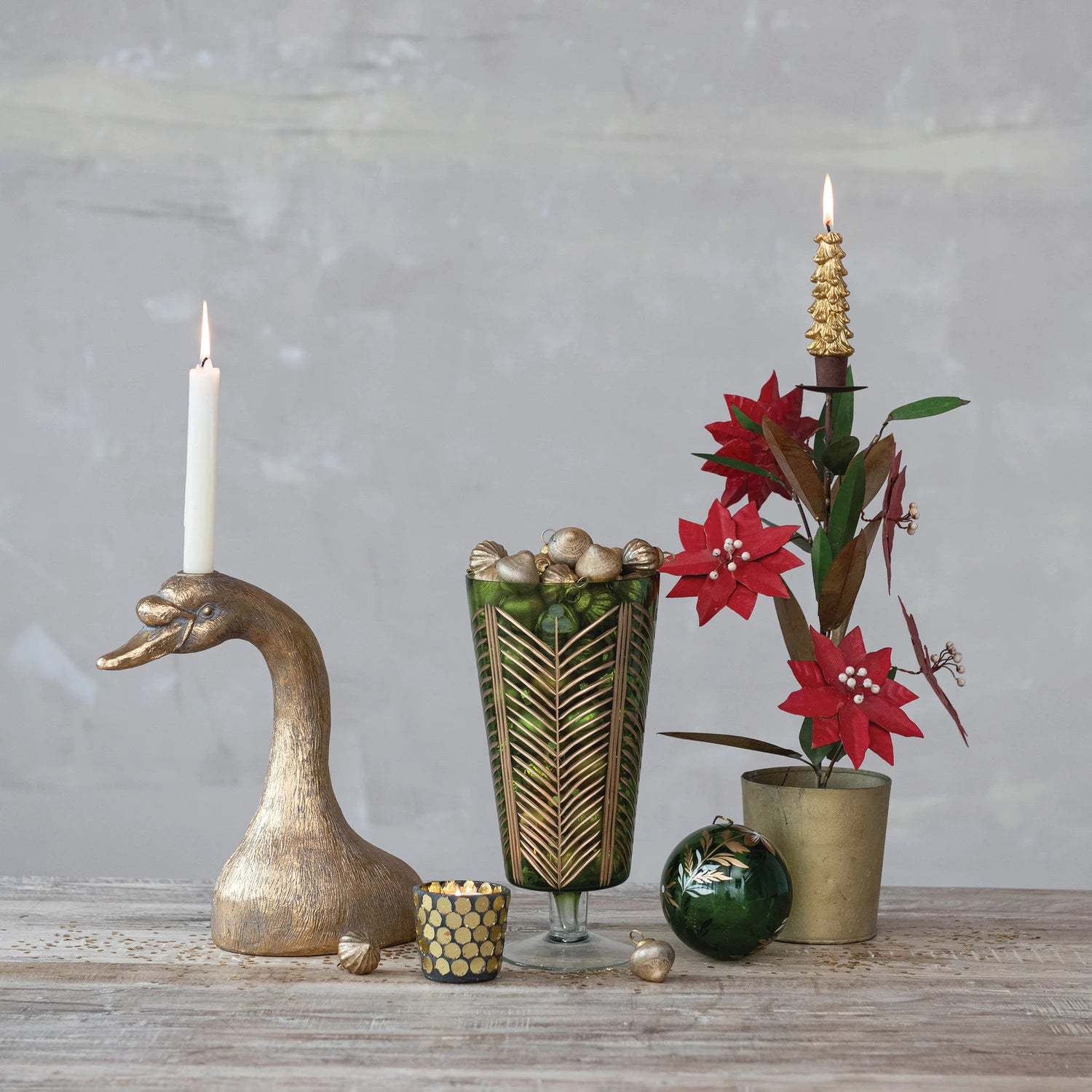 Resin Goose Head Shaped Taper Holder, Feathered Farmhouse