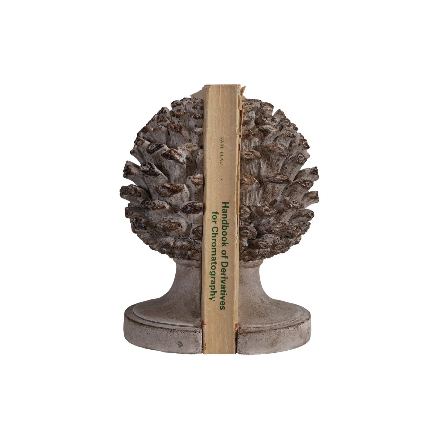 Resin Pinecone Shaped Finial Bookends, Feathered Farmhouse