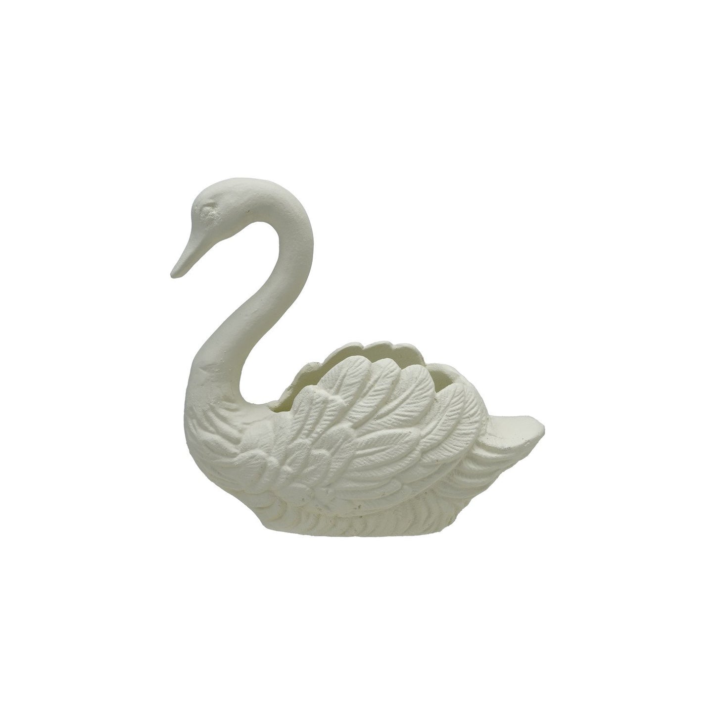 Cast Iron Swan Container Antique White, Feathered Farmhouse